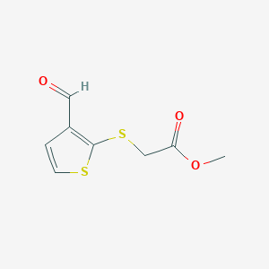 molecular formula C8H8O3S2 B494532 Methyl 2-(3-formyl-2-thienylthio)acetate CAS No. 19685-82-6