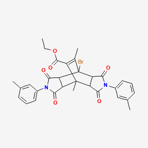 molecular formula C31H29BrN2O6 B4945348 ethyl 7-bromo-1,14-dimethyl-4,10-bis(3-methylphenyl)-3,5,9,11-tetraoxo-4,10-diazatetracyclo[5.5.2.0~2,6~.0~8,12~]tetradec-13-ene-13-carboxylate 