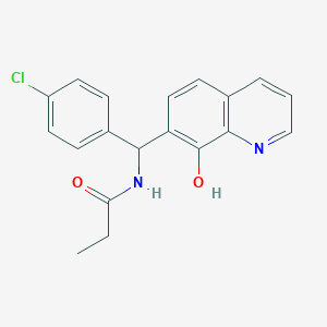 molecular formula C19H17ClN2O2 B4945396 N-[(4-chlorophenyl)-(8-hydroxyquinolin-7-yl)methyl]propanamide 