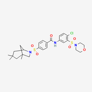 molecular formula C27H34ClN3O6S2 B4945406 N-[4-chloro-3-(4-morpholinylsulfonyl)phenyl]-4-[(1,3,3-trimethyl-6-azabicyclo[3.2.1]oct-6-yl)sulfonyl]benzamide 