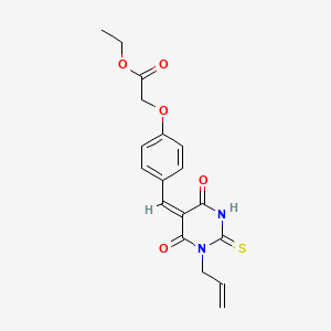 molecular formula C18H18N2O5S B4945604 ethyl (4-{(E)-[4,6-dioxo-1-(prop-2-en-1-yl)-2-thioxotetrahydropyrimidin-5(2H)-ylidene]methyl}phenoxy)acetate 
