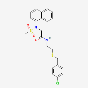 molecular formula C22H23ClN2O3S2 B4945628 N~1~-{2-[(4-chlorobenzyl)thio]ethyl}-N~2~-(methylsulfonyl)-N~2~-1-naphthylglycinamide 