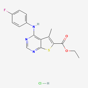 molecular formula C16H15ClFN3O2S B4945641 ethyl 4-[(4-fluorophenyl)amino]-5-methylthieno[2,3-d]pyrimidine-6-carboxylate hydrochloride 