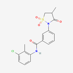 molecular formula C18H17ClN2O4S B4945675 N-(3-chloro-2-methylphenyl)-3-(4-methyl-1,1,3-trioxo-1,2-thiazolidin-2-yl)benzamide 