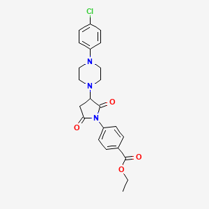 molecular formula C23H24ClN3O4 B4945777 Ethyl 4-[3-[4-(4-chlorophenyl)piperazin-1-yl]-2,5-dioxopyrrolidin-1-yl]benzoate CAS No. 5936-03-8