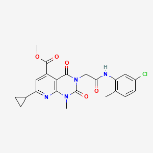 molecular formula C22H21ClN4O5 B4945967 METHYL 3-{[(5-CHLORO-2-METHYLPHENYL)CARBAMOYL]METHYL}-7-CYCLOPROPYL-1-METHYL-2,4-DIOXO-1H,2H,3H,4H-PYRIDO[2,3-D]PYRIMIDINE-5-CARBOXYLATE 