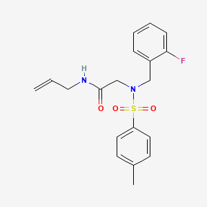 molecular formula C19H21FN2O3S B4945995 N~2~-(2-fluorobenzyl)-N~2~-[(4-methylphenyl)sulfonyl]-N-prop-2-en-1-ylglycinamide 