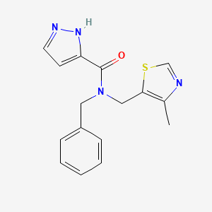 molecular formula C16H16N4OS B4946078 N-benzyl-N-[(4-methyl-1,3-thiazol-5-yl)methyl]-1H-pyrazole-5-carboxamide 