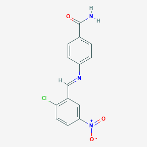 molecular formula C14H10ClN3O3 B494608 4-({2-chloro-5-nitrobenzylidene}amino)benzamide 
