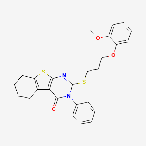 molecular formula C26H26N2O3S2 B4946085 2-{[3-(2-methoxyphenoxy)propyl]sulfanyl}-3-phenyl-5,6,7,8-tetrahydro[1]benzothieno[2,3-d]pyrimidin-4(3H)-one 