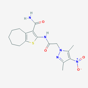 2-{[(3,5-dimethyl-4-nitro-1H-pyrazol-1-yl)acetyl]amino}-5,6,7,8-tetrahydro-4H-cyclohepta[b]thiophene-3-carboxamide