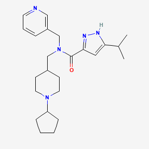 molecular formula C24H35N5O B4946497 N-[(1-cyclopentylpiperidin-4-yl)methyl]-5-propan-2-yl-N-(pyridin-3-ylmethyl)-1H-pyrazole-3-carboxamide 
