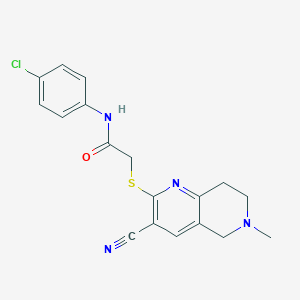 molecular formula C18H17ClN4OS B494659 N-(4-chlorophenyl)-2-[(3-cyano-6-methyl-5,6,7,8-tetrahydro[1,6]naphthyridin-2-yl)sulfanyl]acetamide CAS No. 371128-14-2