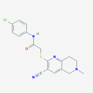 N-(4-chlorophenyl)-2-[(3-cyano-6-methyl-7,8-dihydro-5H-1,6-naphthyridin-2-yl)sulfanyl]acetamide