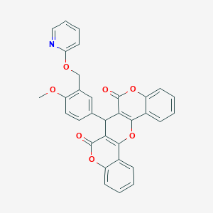 molecular formula C32H21NO7 B4946636 13-[4-Methoxy-3-(pyridin-2-yloxymethyl)phenyl]-2,10,16-trioxapentacyclo[12.8.0.03,12.04,9.017,22]docosa-1(14),3(12),4,6,8,17,19,21-octaene-11,15-dione 