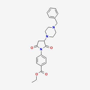 molecular formula C24H27N3O4 B4946692 Ethyl 4-[3-(4-benzylpiperazin-1-yl)-2,5-dioxopyrrolidin-1-yl]benzoate 