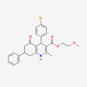 molecular formula C26H26BrNO4 B4946775 2-Methoxyethyl 4-(4-bromophenyl)-2-methyl-5-oxo-7-phenyl-1,4,5,6,7,8-hexahydroquinoline-3-carboxylate 
