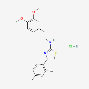 molecular formula C21H25ClN2O2S B4946920 N-[2-(3,4-dimethoxyphenyl)ethyl]-4-(2,4-dimethylphenyl)-1,3-thiazol-2-amine;hydrochloride 