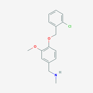 molecular formula C16H18ClNO2 B494695 N-{4-[(2-chlorobenzyl)oxy]-3-methoxybenzyl}-N-methylamine 