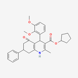 molecular formula C30H33NO5 B4947036 Cyclopentyl 4-(2,3-dimethoxyphenyl)-2-methyl-5-oxo-7-phenyl-1,4,5,6,7,8-hexahydroquinoline-3-carboxylate 