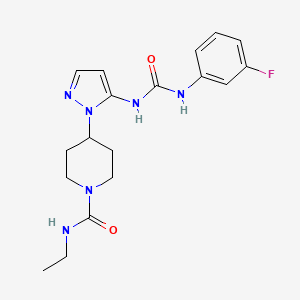 molecular formula C18H23FN6O2 B4947081 N-ethyl-4-[5-[(3-fluorophenyl)carbamoylamino]pyrazol-1-yl]piperidine-1-carboxamide 