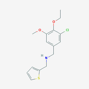 molecular formula C15H18ClNO2S B494710 N-(3-chloro-4-ethoxy-5-methoxybenzyl)-N-(2-thienylmethyl)amine 