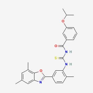 molecular formula C27H27N3O3S B4947309 N-{[5-(5,7-dimethyl-1,3-benzoxazol-2-yl)-2-methylphenyl]carbamothioyl}-3-(propan-2-yloxy)benzamide 