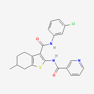 molecular formula C22H20ClN3O2S B4947378 N-{3-[(3-chlorophenyl)carbamoyl]-6-methyl-4,5,6,7-tetrahydro-1-benzothiophen-2-yl}pyridine-3-carboxamide 