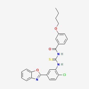 molecular formula C25H22ClN3O3S B4947396 N-{[5-(1,3-benzoxazol-2-yl)-2-chlorophenyl]carbamothioyl}-3-butoxybenzamide 