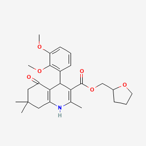 molecular formula C26H33NO6 B4947442 Tetrahydrofuran-2-ylmethyl 4-(2,3-dimethoxyphenyl)-2,7,7-trimethyl-5-oxo-1,4,5,6,7,8-hexahydroquinoline-3-carboxylate 