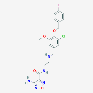 molecular formula C20H21ClFN5O4 B494746 4-amino-N-[2-({3-chloro-4-[(4-fluorobenzyl)oxy]-5-methoxybenzyl}amino)ethyl]-1,2,5-oxadiazole-3-carboxamide 