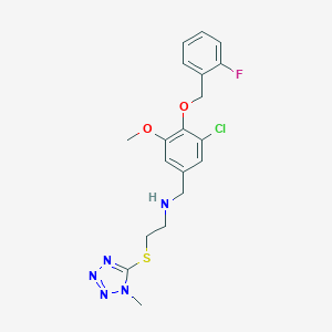 N-{3-chloro-4-[(2-fluorobenzyl)oxy]-5-methoxybenzyl}-2-[(1-methyl-1H-tetrazol-5-yl)sulfanyl]ethanamine