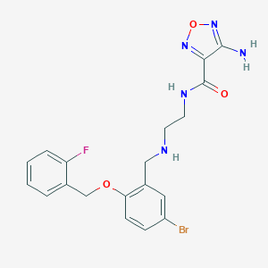 molecular formula C19H19BrFN5O3 B494748 4-amino-N-[2-[[5-bromo-2-[(2-fluorophenyl)methoxy]phenyl]methylamino]ethyl]-1,2,5-oxadiazole-3-carboxamide 