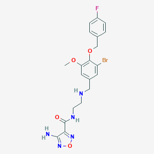 molecular formula C20H21BrFN5O4 B494750 4-amino-N-[2-({3-bromo-4-[(4-fluorobenzyl)oxy]-5-methoxybenzyl}amino)ethyl]-1,2,5-oxadiazole-3-carboxamide 