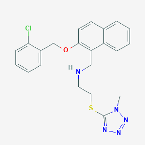 molecular formula C22H22ClN5OS B494751 N-({2-[(2-chlorobenzyl)oxy]naphthalen-1-yl}methyl)-2-[(1-methyl-1H-tetrazol-5-yl)sulfanyl]ethanamine 
