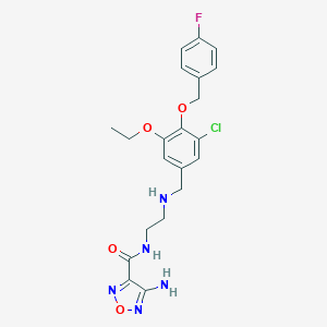 molecular formula C21H23ClFN5O4 B494752 4-amino-N-[2-({3-chloro-5-ethoxy-4-[(4-fluorobenzyl)oxy]benzyl}amino)ethyl]-1,2,5-oxadiazole-3-carboxamide 