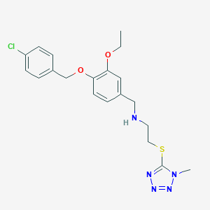 molecular formula C20H24ClN5O2S B494754 N-{4-[(4-chlorobenzyl)oxy]-3-ethoxybenzyl}-2-[(1-methyl-1H-tetrazol-5-yl)sulfanyl]ethanamine 