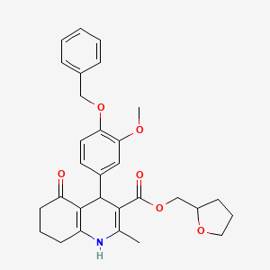 molecular formula C30H33NO6 B4947545 Tetrahydrofuran-2-ylmethyl 4-[4-(benzyloxy)-3-methoxyphenyl]-2-methyl-5-oxo-1,4,5,6,7,8-hexahydroquinoline-3-carboxylate 