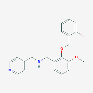 molecular formula C21H21FN2O2 B494759 1-{2-[(2-fluorobenzyl)oxy]-3-methoxyphenyl}-N-(pyridin-4-ylmethyl)methanamine 