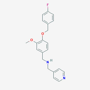 molecular formula C21H21FN2O2 B494761 1-{4-[(4-fluorobenzyl)oxy]-3-methoxyphenyl}-N-(pyridin-4-ylmethyl)methanamine 