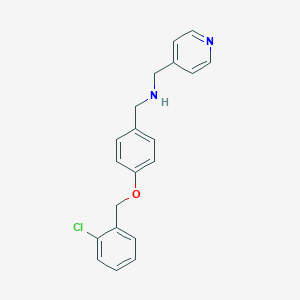molecular formula C20H19ClN2O B494768 1-{4-[(2-chlorobenzyl)oxy]phenyl}-N-(pyridin-4-ylmethyl)methanamine 