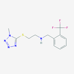 molecular formula C12H14F3N5S B494773 2-[(1-methyl-1H-tetraazol-5-yl)sulfanyl]-N-[2-(trifluoromethyl)benzyl]ethanamine 