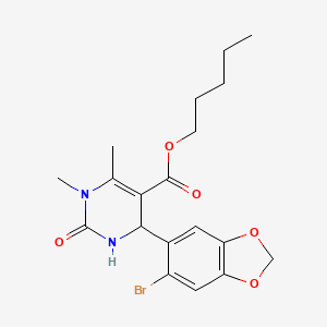 molecular formula C19H23BrN2O5 B4947818 Pentyl 4-(6-bromo-1,3-benzodioxol-5-yl)-1,6-dimethyl-2-oxo-1,2,3,4-tetrahydropyrimidine-5-carboxylate CAS No. 5708-59-8