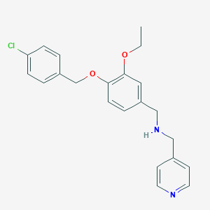 molecular formula C22H23ClN2O2 B494789 ({4-[(4-CHLOROPHENYL)METHOXY]-3-ETHOXYPHENYL}METHYL)[(PYRIDIN-4-YL)METHYL]AMINE 