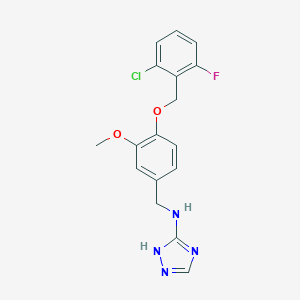 molecular formula C17H16ClFN4O2 B494813 N-{4-[(2-chloro-6-fluorobenzyl)oxy]-3-methoxybenzyl}-1H-1,2,4-triazol-3-amine 