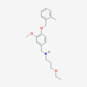 molecular formula C21H29NO3 B494820 3-ethoxy-N-{3-methoxy-4-[(2-methylbenzyl)oxy]benzyl}-1-propanamine 