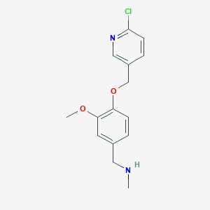 molecular formula C15H17ClN2O2 B494827 N-{4-[(6-chloro-3-pyridinyl)methoxy]-3-methoxybenzyl}-N-methylamine 