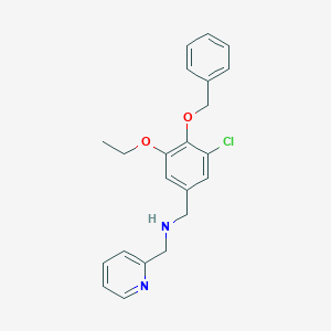 molecular formula C22H23ClN2O2 B494832 N-[4-(benzyloxy)-3-chloro-5-ethoxybenzyl]-N-(2-pyridinylmethyl)amine 