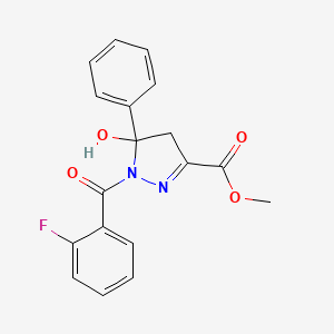 molecular formula C18H15FN2O4 B4948389 methyl 1-(2-fluorobenzoyl)-5-hydroxy-5-phenyl-4,5-dihydro-1H-pyrazole-3-carboxylate 