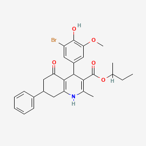molecular formula C28H30BrNO5 B4948456 Butan-2-yl 4-(3-bromo-4-hydroxy-5-methoxyphenyl)-2-methyl-5-oxo-7-phenyl-1,4,5,6,7,8-hexahydroquinoline-3-carboxylate 